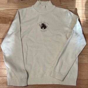 Ralph Lauren Off-White Turtleneck Sweater with Emblem